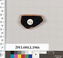 Terracotta rim fragment of a kylix (drinking cup), Terracotta, Greek, Attic
