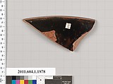 Terracotta rim fragment of a kylix (drinking cup), Terracotta, Greek, Attic