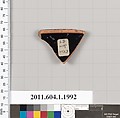 Terracotta rim fragment of a kylix (drinking cup), Terracotta, Greek, Attic