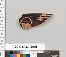 Terracotta rim fragment of a kylix (drinking cup), Attributed to the Tarquinia Painter [DvB], Terracotta, Greek, Attic