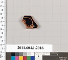 Terracotta rim fragment of a kylix (drinking cup), Terracotta, Greek, Attic