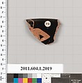 Terracotta rim fragment of a kylix (drinking cup), Terracotta, Greek, Attic