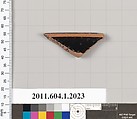 Terracotta rim fragment of a kylix (drinking cup), Terracotta, Greek, Attic