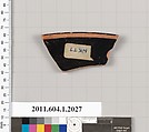 Terracotta rim fragment of a kylix (drinking cup), Terracotta, Greek, Attic