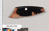 Terracotta rim fragment of a kylix (drinking cup), Terracotta, Greek, Attic