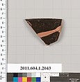 Terracotta rim fragment of a kylix (drinking cup), Terracotta, Greek, Attic