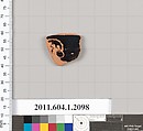 Terracotta rim fragment of a kylix (drinking cup), Terracotta, Greek, Attic