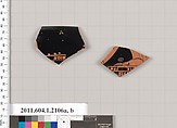 Terracotta fragments of a kylix (drinking cup), Terracotta, Greek, Attic