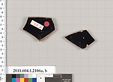 Terracotta fragments of a kylix (drinking cup), Terracotta, Greek, Attic