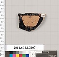 Terracotta rim fragment of a kylix (drinking cup), Terracotta, Greek, Attic