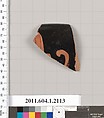 Terracotta rim fragment of a kylix (drinking cup), Terracotta, Greek, Attic