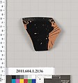 Terracotta rim fragment of a kylix (drinking cup), Terracotta, Greek, Attic