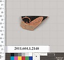 Terracotta rim fragment of a kylix (drinking cup), Terracotta, Greek, Attic