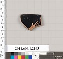 Terracotta rim fragment of a kylix (drinking cup), Terracotta, Greek, Attic