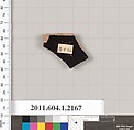 Terracotta rim fragment of a kylix (drinking cup), Terracotta, Greek, Attic
