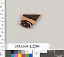 Terracotta rim fragment of a kylix (drinking cup), Terracotta, Greek, Attic