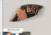 Terracotta rim fragment of a kylix (drinking cup), Terracotta, Greek, Attic
