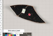 Terracotta rim fragment of a kylix (drinking cup), Terracotta, Greek, Attic