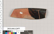 Terracotta rim fragment of a kylix (drinking cup), Terracotta, Greek, Attic