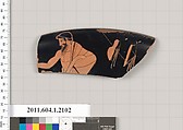 Terracotta rim fragment of a kylix (drinking cup), Terracotta, Greek, Attic