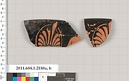 Terracotta rim fragments of a kylix (drinking cup), Terracotta, Greek, Attic