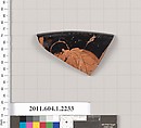 Terracotta rim fragment of a kylix (drinking cup), Terracotta, Greek, Attic
