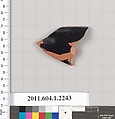 Terracotta rim fragment of a kylix (drinking cup), Terracotta, Greek, Attic