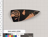 Terracotta rim fragment of a kylix (drinking cup), Terracotta, Greek, Attic