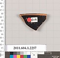 Terracotta rim fragment of a kylix (drinking cup), Terracotta, Greek, Attic