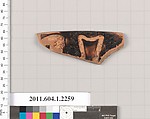 Terracotta rim fragment of a kylix (drinking cup), Terracotta, Greek, Attic