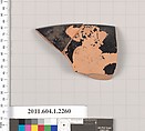 Terracotta rim fragment of a kylix (drinking cup), Terracotta, Greek, Attic
