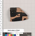 Terracotta rim fragment of a kylix (drinking cup), Terracotta, Greek, Attic