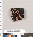 Terracotta rim fragment of a kylix (drinking cup), Terracotta, Greek, Attic