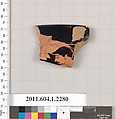 Terracotta rim fragment of a kylix (drinking cup), Terracotta, Greek, Attic