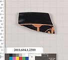 Terracotta rim fragment of a kylix (drinking cup), Terracotta, Greek, Attic