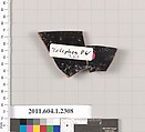 Terracotta rim fragment of a kylix (drinking cup), Attributed to the Telephos Painter [DvB], Terracotta, Greek, Attic