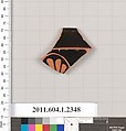 Terracotta rim fragment of a kylix (drinking cup), Terracotta, Greek, Attic