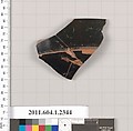 Terracotta rim fragment of a kylix (drinking cup), Attributed to the Telephos Painter [DvB], Terracotta, Greek, Attic