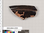 Terracotta rim fragment of a kylix (drinking cup), Attributed to the Carlsruhe Painter [DvB], Terracotta, Greek, Attic
