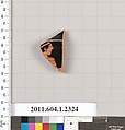 Terracotta fragment of a kylix (drinking cup), Terracotta, Greek, Attic
