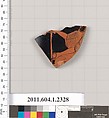 Terracotta fragment of a kylix (drinking cup), Terracotta, Greek, Attic