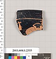 Terracotta rim fragment of a kylix (drinking cup), Terracotta, Greek, Attic