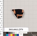 Terracotta fragment of a kylix (drinking cup), Terracotta, Greek, Attic
