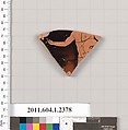 Terracotta fragment of a kylix (drinking cup), Terracotta, Greek, Attic