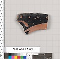 Terracotta rim fragment of a kylix (drinking cup), Terracotta, Greek, Attic