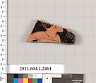 Terracotta fragment of a kylix (drinking cup), Terracotta, Greek, Attic