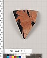 Terracotta rim fragment of a kylix (drinking cup), Attributed to the Tarquinia Painter [DvB], Terracotta, Greek, Attic
