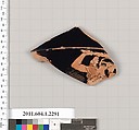 Terracotta fragment of a kylix (drinking cup), Terracotta, Greek, Attic