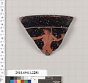 Terracotta rim fragment of a kylix (drinking cup), Terracotta, Greek, Attic