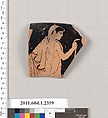 Terracotta rim fragment of a kylix (drinking cup), Terracotta, Greek, Attic